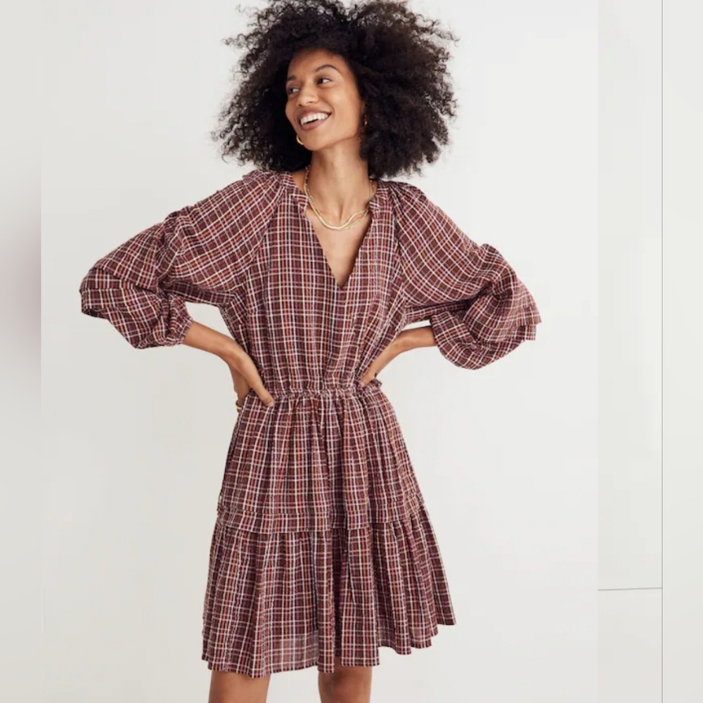 Nwt MADEWELL Seersucker Wrap Mini Dress